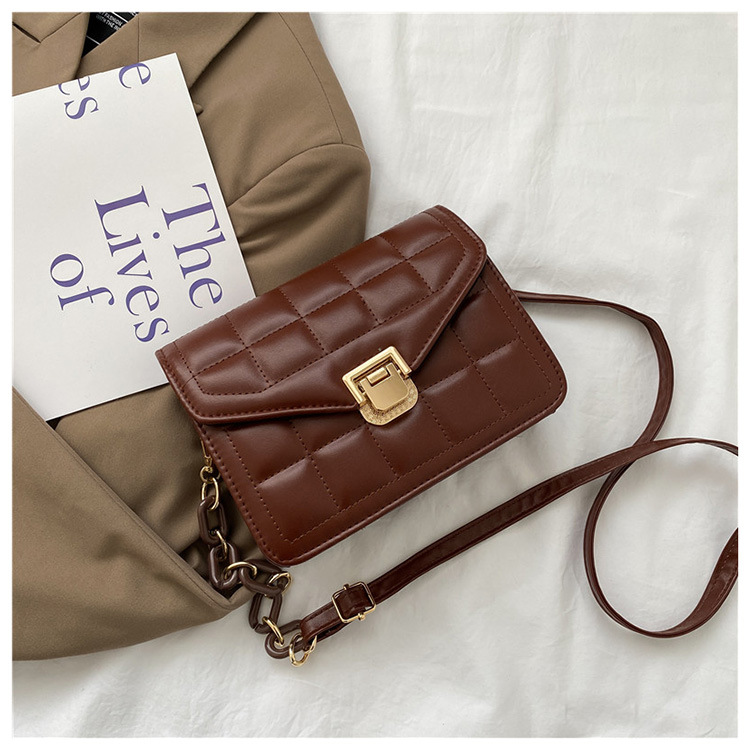 Women's Pu Leather Solid Color Streetwear Square Flip Cover Shoulder Bag Crossbody Bag Square Bag display picture 3