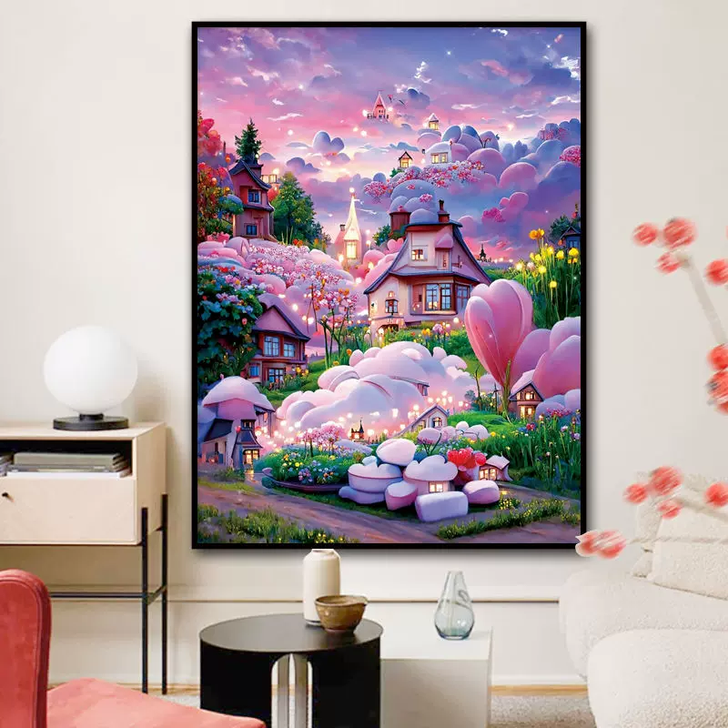 跨境爆款数字油画diy手绘填色画建筑风景画跨境外贸批发亚马逊