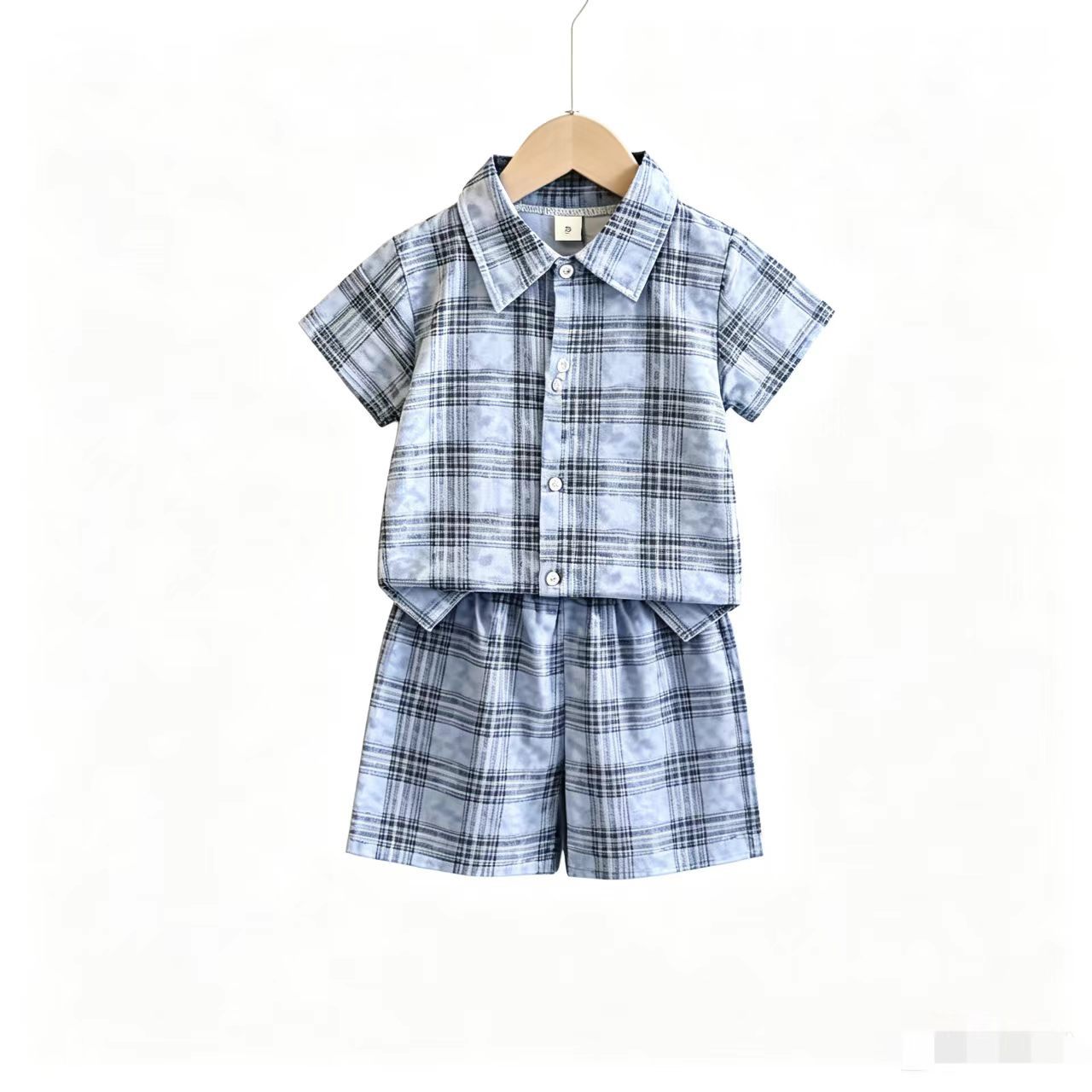 Completo estivo da bambino in cotone di alta qualità, maniche corte, due pezzi, morbido e casual, ideale per neonati e bambini._voghion.com