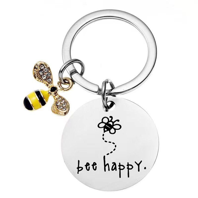 8g Weight Keychain Classification Cute Letter Bee 201 Stainless Steel Teachers' Day Unisex Keychain