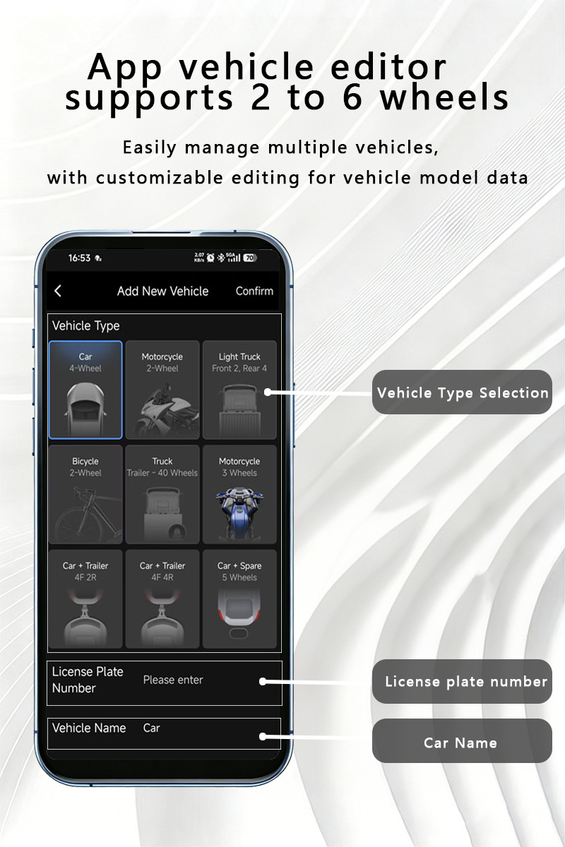 Cross-Border Multi-Language Tpms Car and Motorcycle Bluetooth Tire Pressure Detector with Mobile App for Real-Time Tire Monitoring
