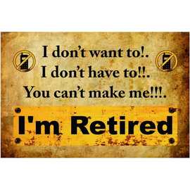 复古趣味车库锡标牌金属海报复古,I'm Retired,幽默墙壁艺术