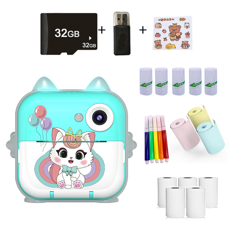 Nuevo cross-border Q5 arco iris gato fotocamera digital infantil adorable mini HD cámara de impresión térmica