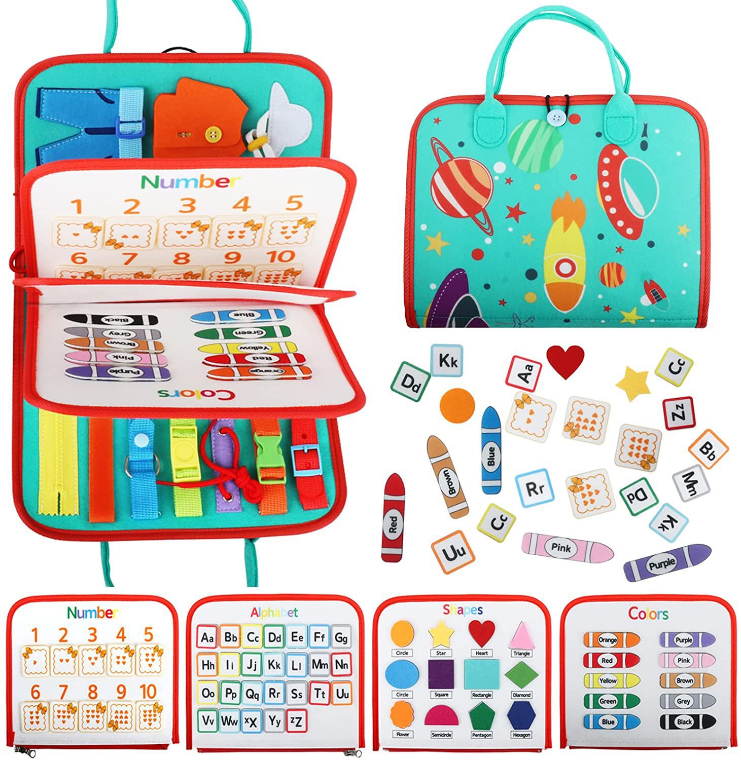 Bebé sentía tablero de aprendizaje de fieltro tablero ocupado kindergarten vestidor aprendizaje libro de texto Amazon libro de tela juguetes de educación temprana