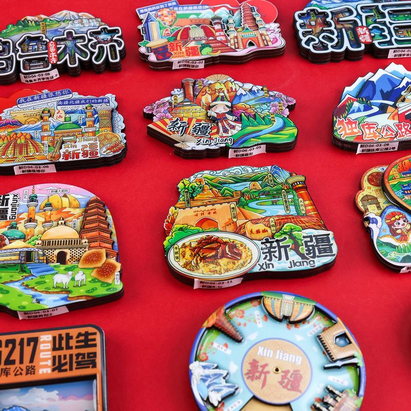 【新疆シリーズ】都市立体クリエイティブ木製接着剤三層冷蔵庫マグネット新疆特徴チェックインお土産|undefined