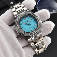 LONGLUX自动跨境外贸机械带砖日历防水夜光不锈钢男士奢华手表