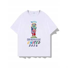 2026美加墨世界杯吉祥物图案3D印花周边短袖T恤衣服打底衫上衣t