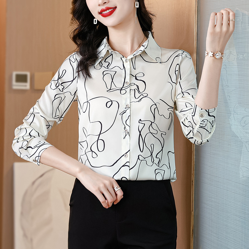 2025 Korean Style Elegant Women's Shirt Silk Fashionable Thin Simple All-match Mulberry Silk Loose Elegant Shirt 2025 Korean Style Elegant Women's Shirt Silk Fashionable Thin Simple All-match Mulberry Silk Loose Elegant Shirt