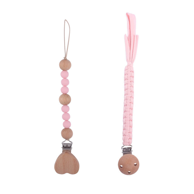 Nuevos suministros para bebés Beech Love Clip calmante bebé tela de algodón anti-gota Cadena de silicona perlas pezón cadena traje