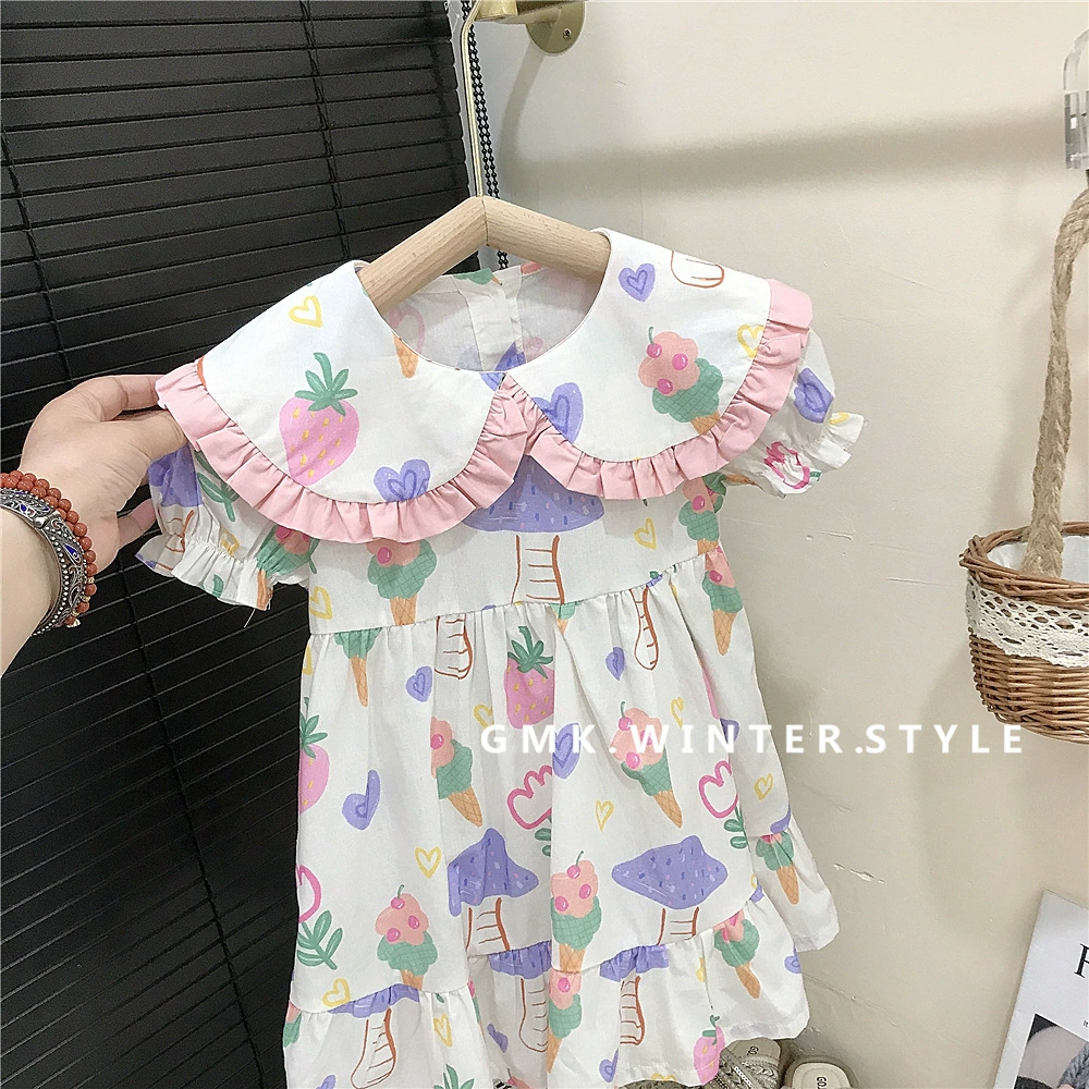 Summer short sleeve dress, children's skirt, cute small princess costume