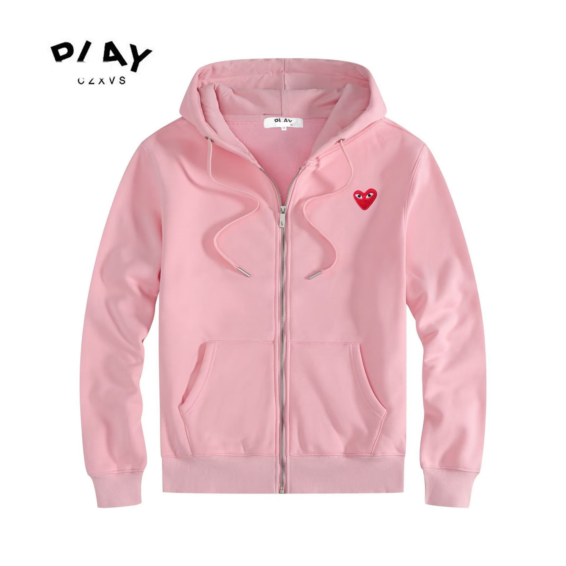 Cross-Border Men's Cardigan Sweatshirt Spring and Autumn New Couple Japanese Style Trendy Brand Loose Zipper Hooded Heart Embroidery Sweatshirt Men