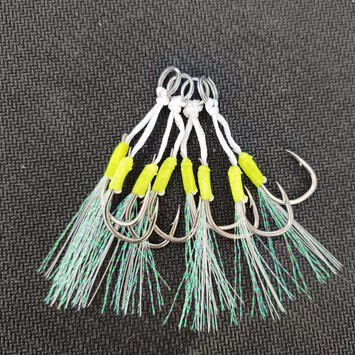 Luminous iron plate hook double hook sea fishing boat fishing gold iron plate double hook tied hair fish hook fishing gear accessories Luya fish hook