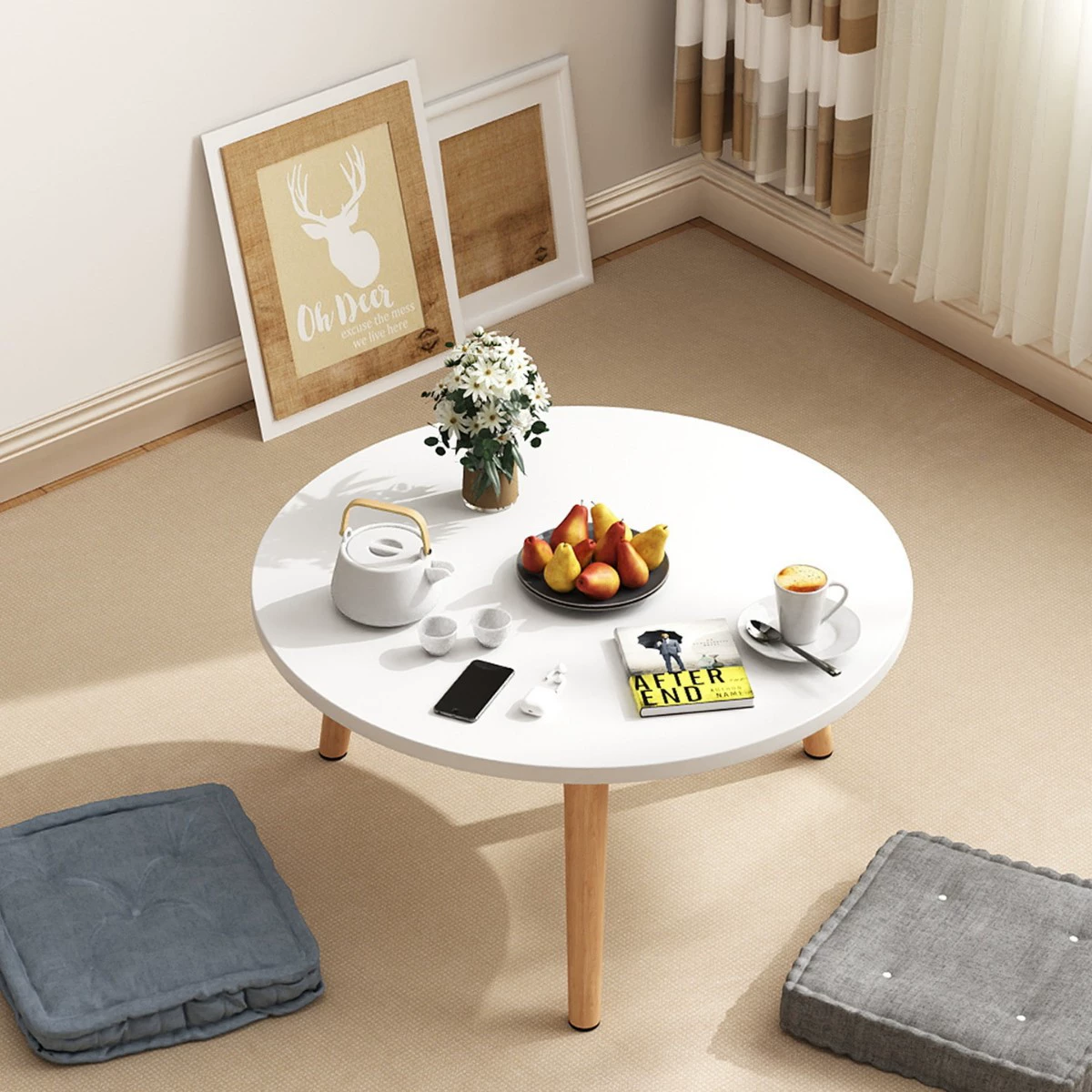 Столик для балкона или оконного проема, небольшой журнальный столик, простой чайный столик в стиле татами, мини-столик для спальни, низкий столик, маленький квадратный столик из массива дерева