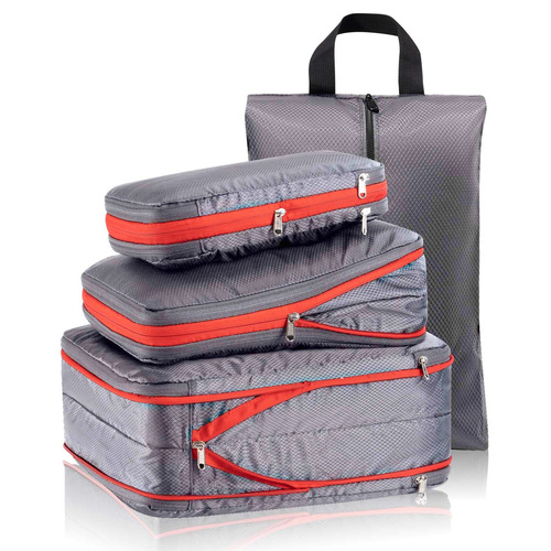 Travel Storage Bag, Compression Organizer, Zippered Waterproof Storage Set with Shoe Pouch and Waterproof Clothing & Toiletries Bag