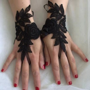 Wholesale lace bridal wedding dress gloves handmade fingerless gloves European and American theme wedding party gloves for women