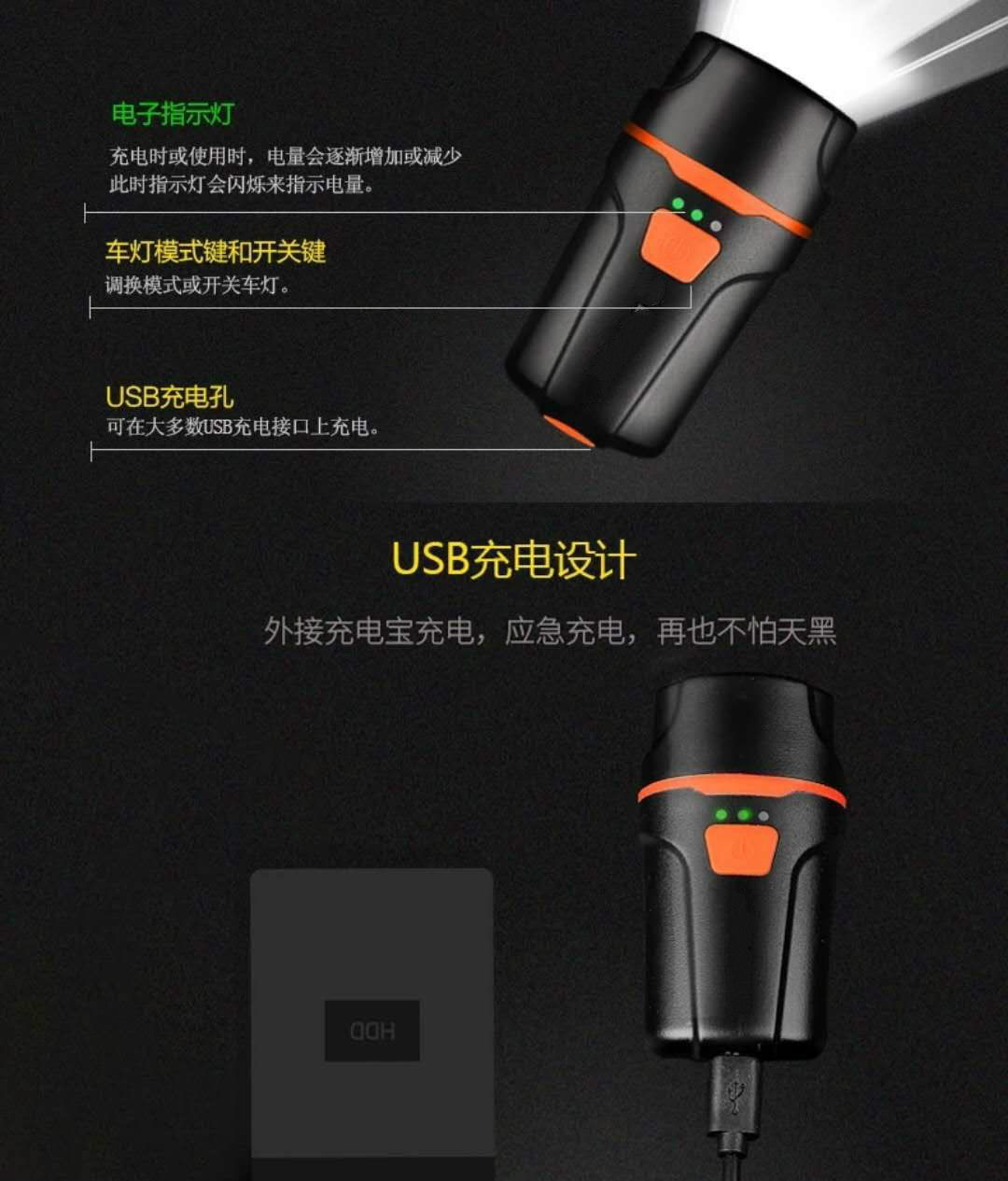 Luz de la bicicleta faro impermeable liberación rápida noche montando bicicleta montaña LED faro carga USB