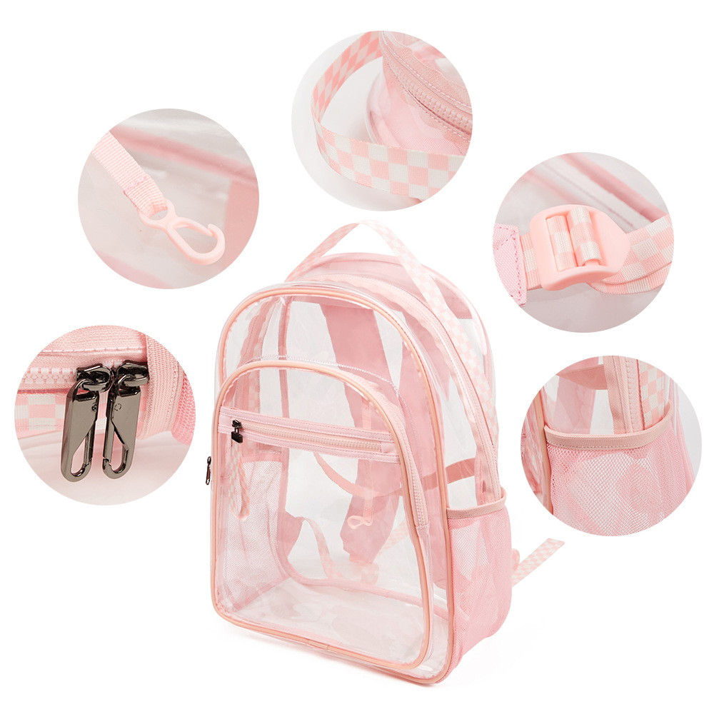 Mochila transparente Mujer estudiante de secundaria mochila impermeable de gran capacidad portátil mochila de jalea de PVC con capa intermedia