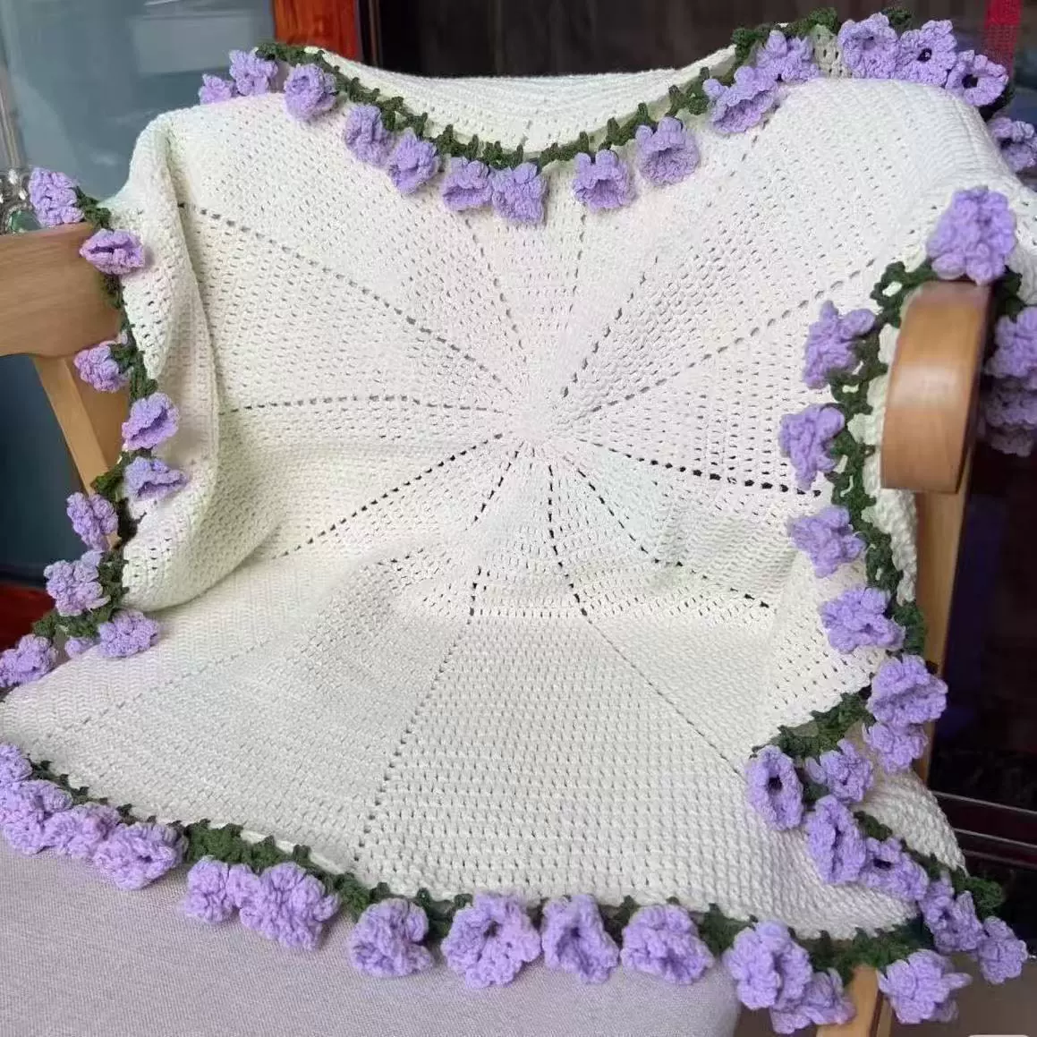 УТКВ набор из тканой стеганой простыни — комплект handmade букета пледа, 80 см, пряжа молочно-карамельного цвета