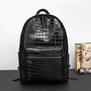 2025 New Korean Style Crocodile Pattern Rivet Backpack Trendy Backpack Computer Bag Student School Bag Men's Backpack Wholesale