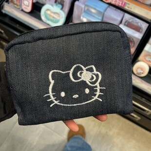 Denim Small Bag 2025 New Embroidered Kitten Clutch Large Capacity Easiest for Match Cosmetic Bag Kt Cat Portable Bag Travel