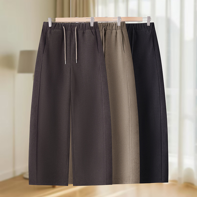 Summer New Style Middle-Aged and Elderly Women's Tencel Cotton Linen Casual Straight-Leg Pants with Elastic Waist, Breathable and Comfortable Women's Pants