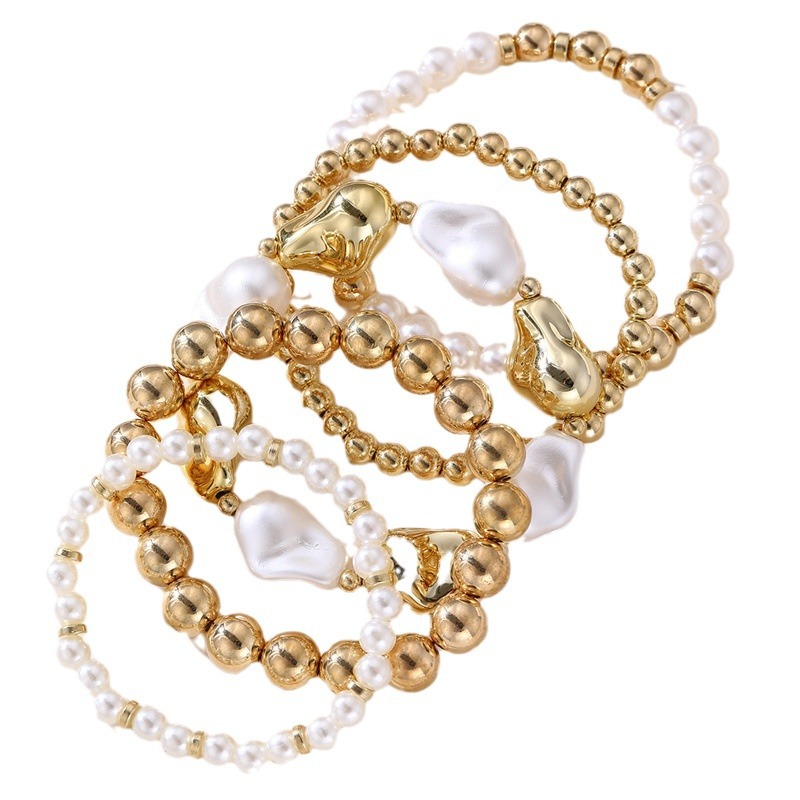 Modisches Perlenarmband-Set mit Metallmuschel_voghion.com