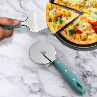 Roller Stainless Steel Pizza Knife Shovel Two-Piece Interferor Round Single Wheel Pizza Knife Pizza Shovel Baking Set