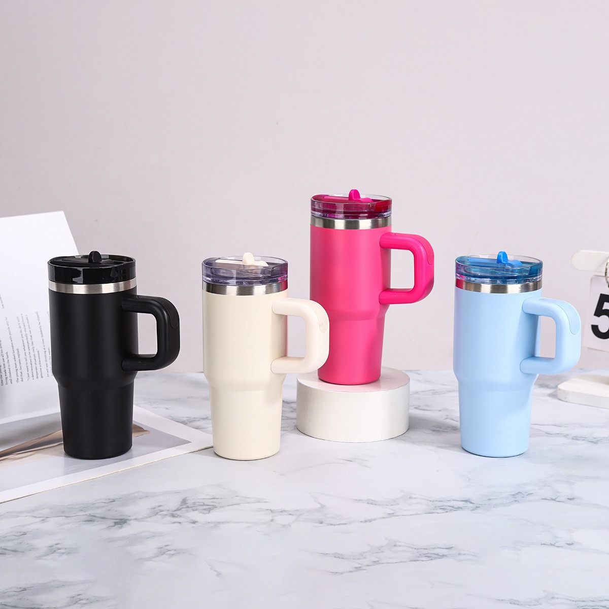 Transfronterizo 20oz mango de boquilla taza de automóvil vacío portátil al aire libre taza de hielo 304 taza de aislamiento de acero inoxidable mayorista