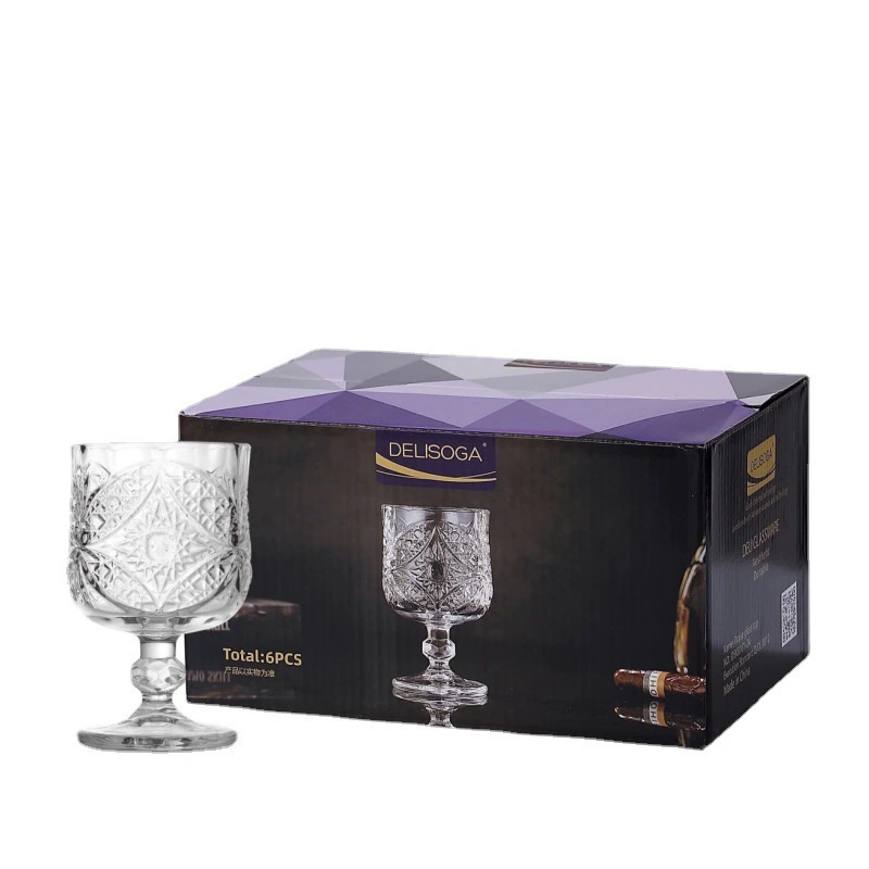 Relief -carved flower glass juice drink cup short tall cup diamond bead dot butterfly pattern European -style glass wine