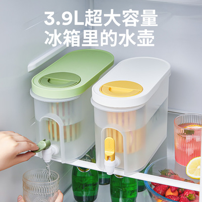 夏季家用冷水壶耐高温水壶冰箱果汁凉水桶带水龙头大容量水果茶壶|ru