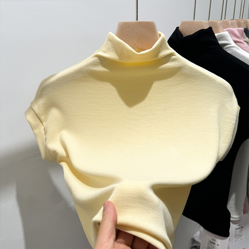 設計弾力底シャツ春秋半袖半高襟半袖底地デールモーダル修身tシャツ高襟|undefined