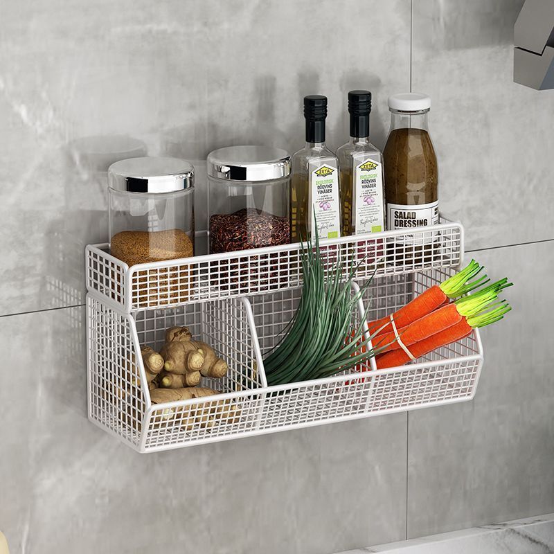 Estantes de cocina sin agujeros colgados en la pared, cestas colgadas en la pared, cestas de verduras colgadas en la pared, condimentos, botellas de condimentos, caja de almacenamiento