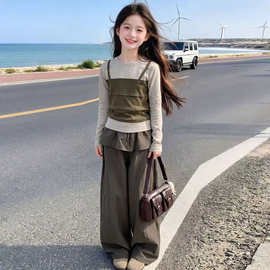 女童秋套装2026新款儿童超好看衣服小女孩屁帘裤子秋季炸街工装裤