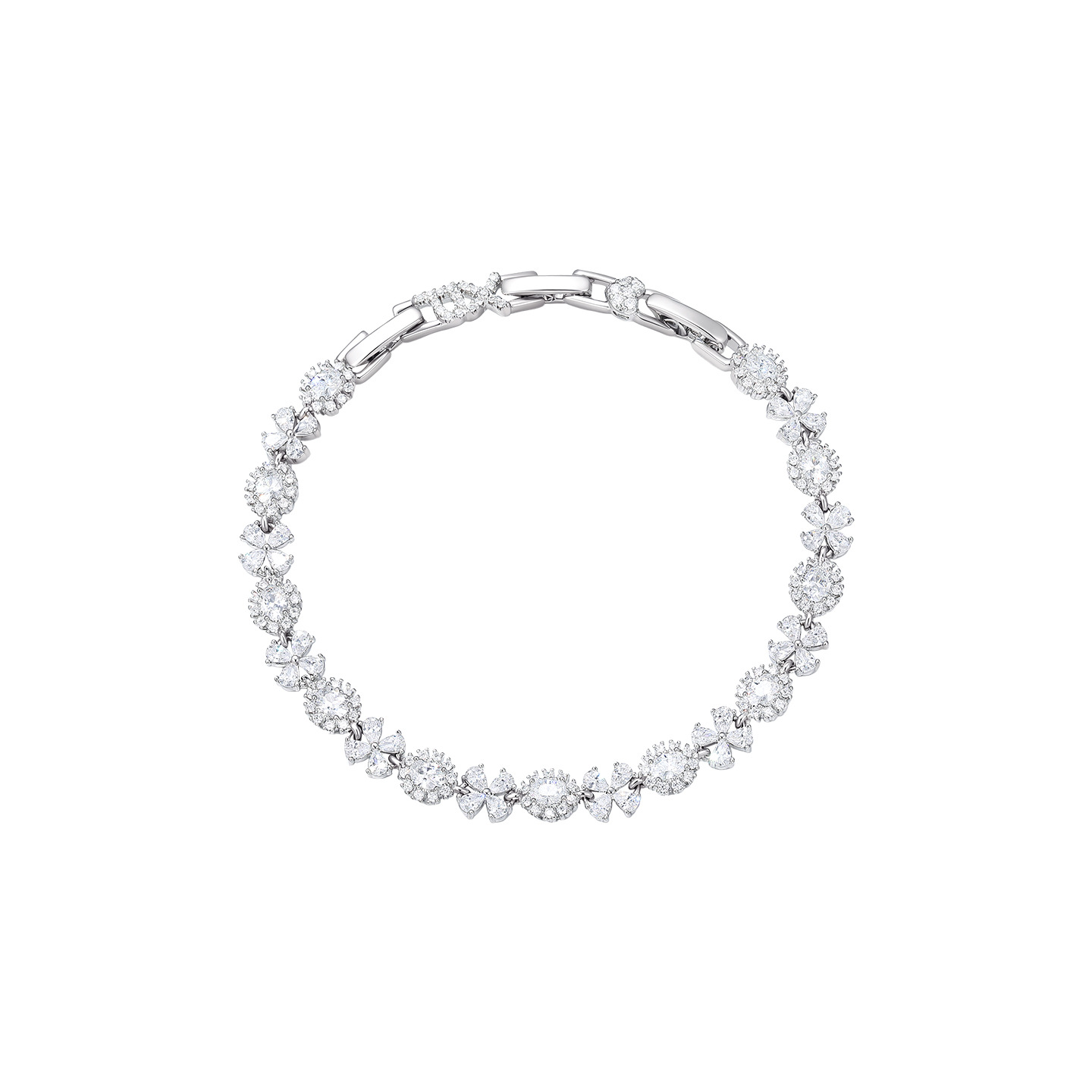 Pulsera de Gemas Artificiales de Aleación de Cobre Chapado en Blanco para Mujer