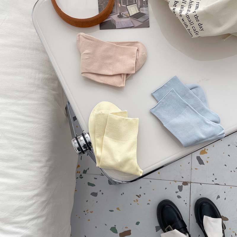 50g Weight Socks Classification Socks Lingerie Type Cotton Fabric Type A Pair Quantity Daily, Shopping Occasion Solid Color Pattern All Seasons Season Women's Gender Korean Style Style Women's Korean Style Solid Color Cotton Crew Socks A Pair 5