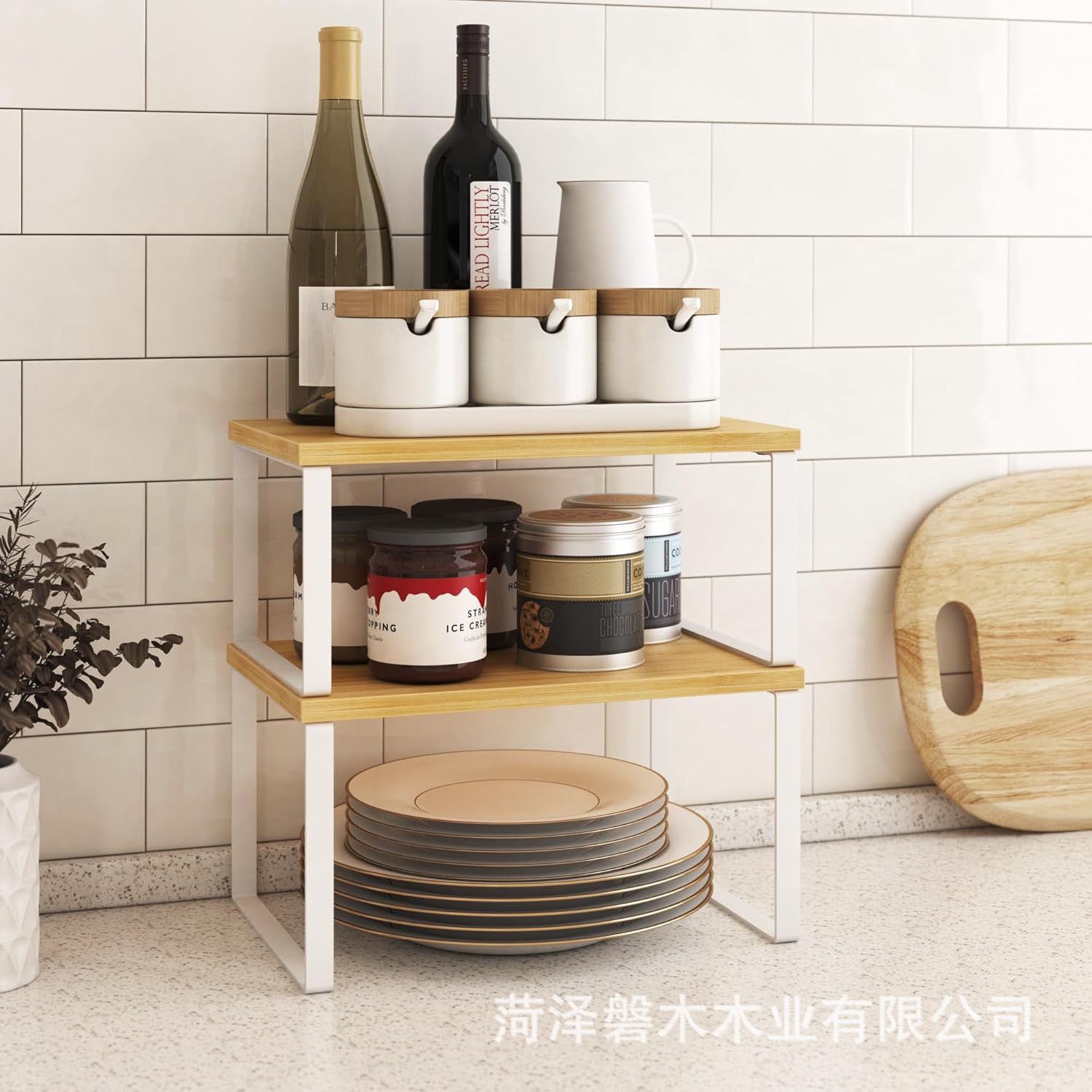 Estante de sala de estar en stock Estante de cocina Estante de condimento Estante de almacenamiento de escritorio multipropósito de madera Estante de almacenamiento de armario image 5