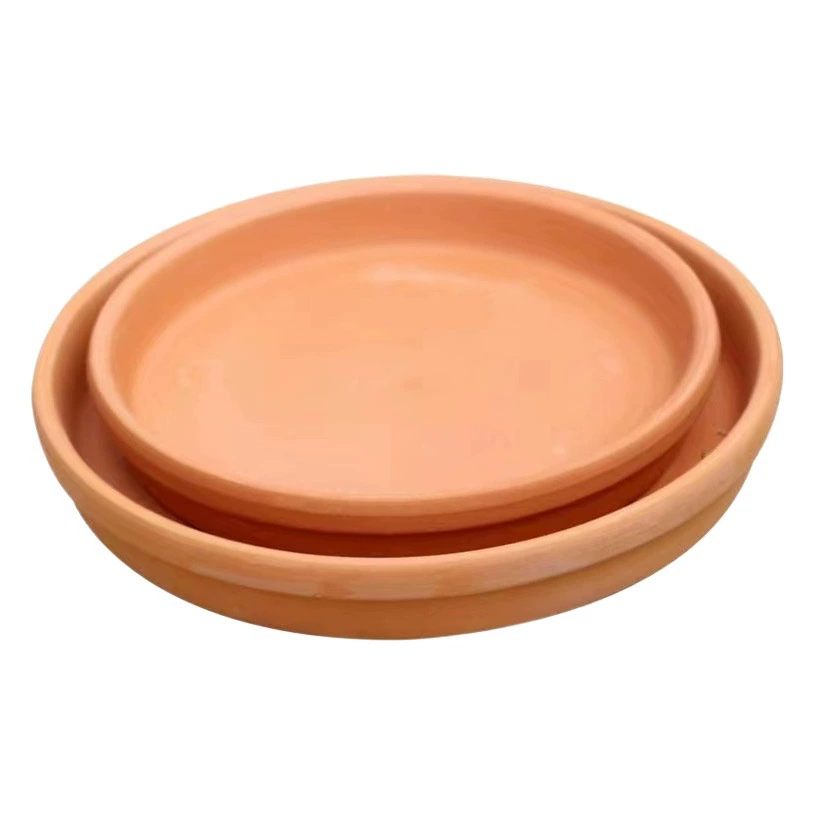 Простой красный гончарный лоток Круглый глиняный цветочный горшок Поднос для приема воды Низкая пластина Керамический цветочный горшок Поднос