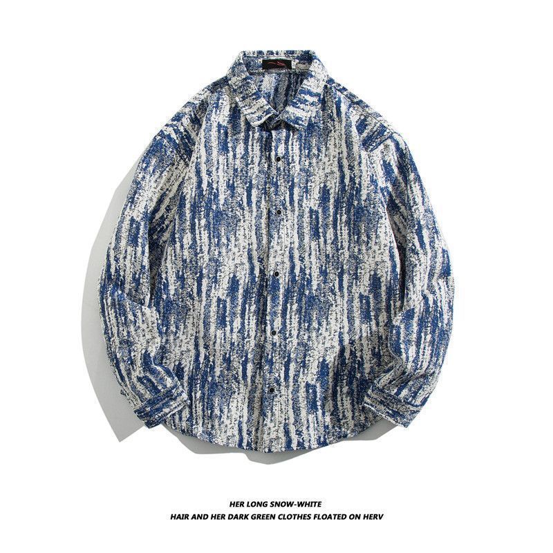 Camisa de manga larga bordada tejida retro japonesa hombres vintage barroco étnico suelto casual otoño e invierno abrigo de pareja