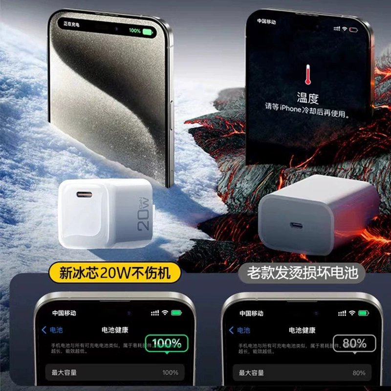 Зарядное устройство быстрой зарядки 20W нитридный P Type-C совместимо с Apple 15PROMAX, небольшой набор зарядного устройства
