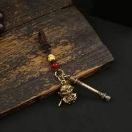 黄铜如意金箍棒定海神针齐天大圣钥匙扣挂件中式黑悟空葫芦五帝钱