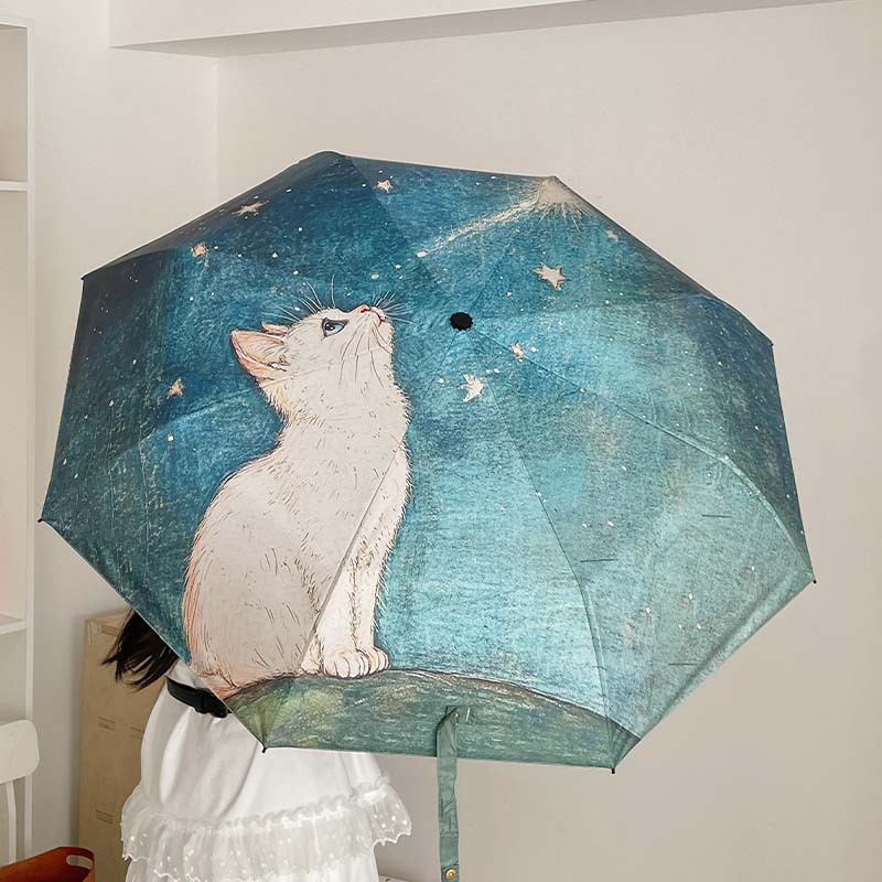 高顏值可愛卡通摺疊傘全自動防曬防紫外晴雨兩用遮陽傘便攜太陽傘
