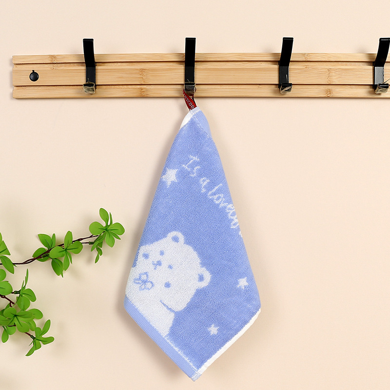 幼儿园宝宝挂式洗脸擦手擦脸巾可爱动物儿童小手帕卡通提花小方巾|undefined