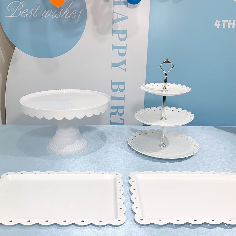 Tabla de descanso de té bandeja de pastel de aniversario decoración tabla de postres estante de exhibición de té de la tarde estante de dulces platos de recepción