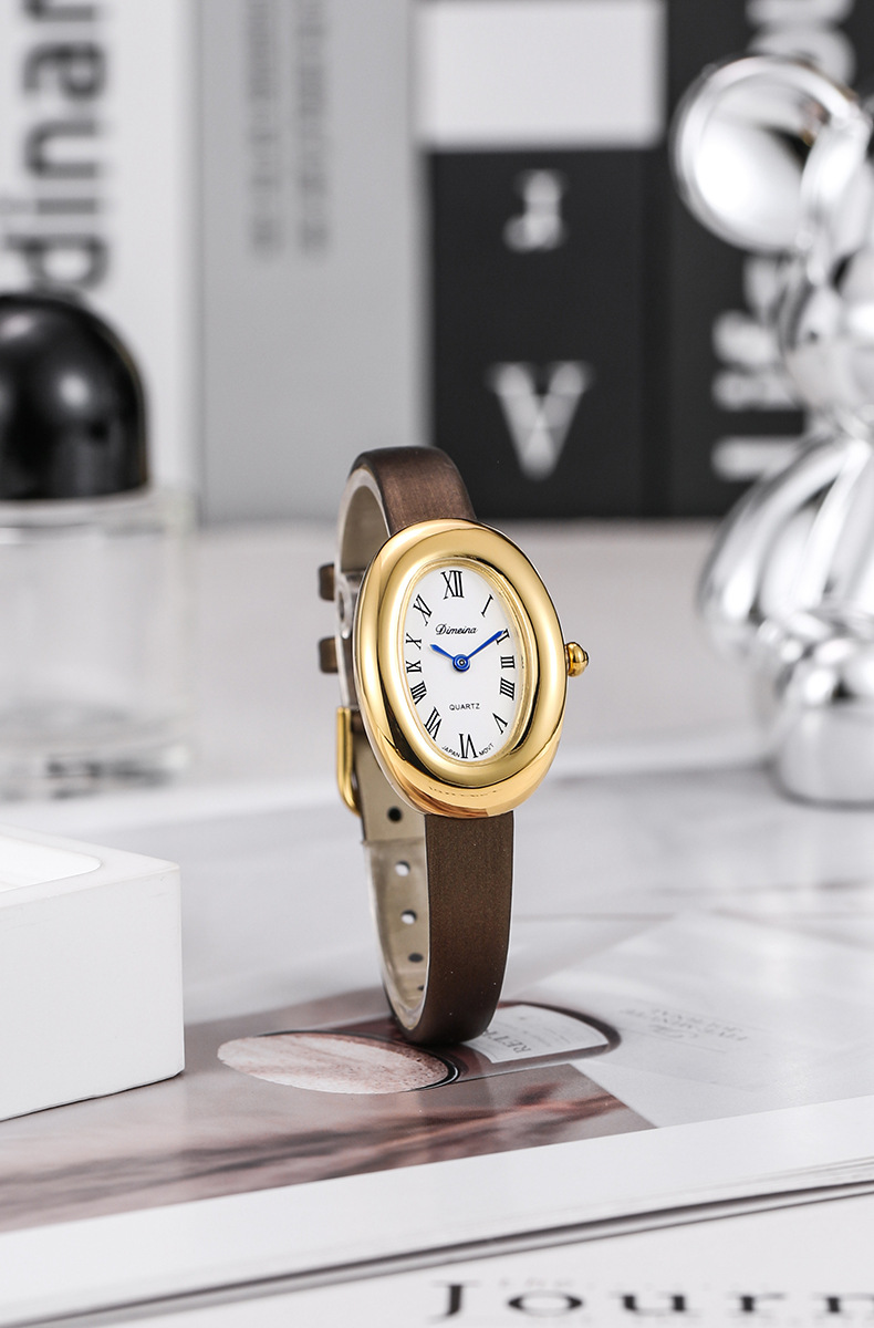 26g Weight Tempered Glass Mirror Material Genuine Leather Strap Material Watch Classification Pointer Display Type Buckle Buckle Style Oval Dial Shape Holiday, Daily Occasion Quartz Movement Solid Color Pattern All Seasons Season Women's Gender Vacation, Simple Style Style Vacation Simple Style Solid Color Buckle Quartz Watch Women's Watches 8