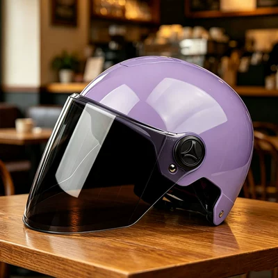 Helmet for Men and Women, Sun: Motosiklet kaskı (dəbilqə) - purple-brown-long-mirror