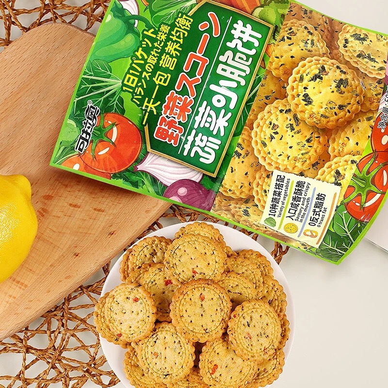 Kolaao Vegetable Crispy Biscuits 500g Bag 10 Types of Cookies with Salty, Crispy, and Chewy Texture Wholesale