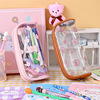 Capacious transparent cartoon pencil case, high quality Japanese rabbit PVC