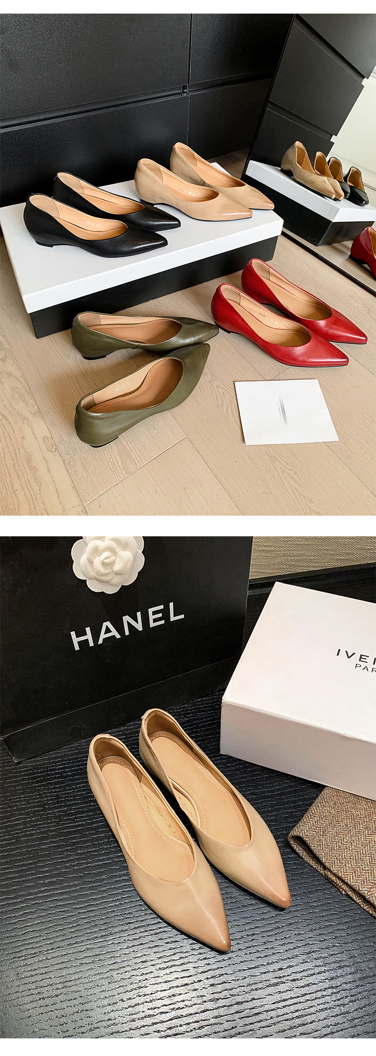 Giày cao gót nữ mũi nhọn miệng nông gót dày dáng xuồng — đen chi tiết 7