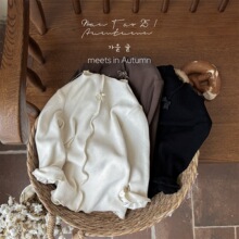 婴幼童洋气卷边打底上衣2025秋冬新款小女孩内搭纯色针织毛线衫潮