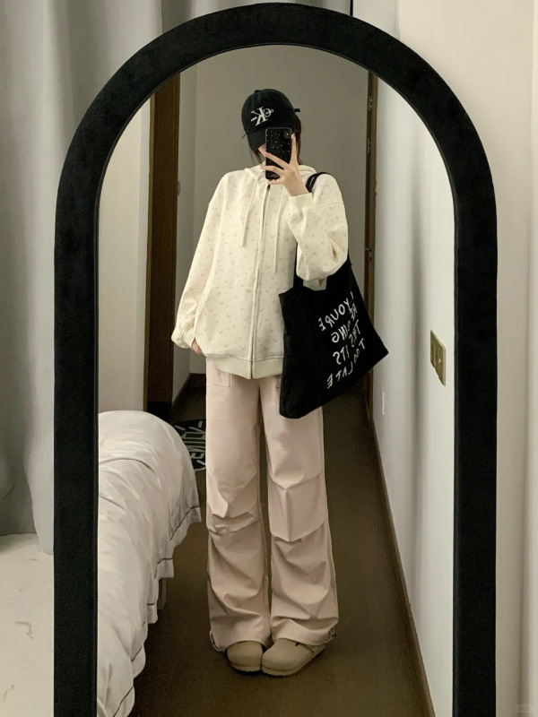 蝴蝶结碎花连帽卫衣外套女春秋2025新款韩系长袖拉链开衫上衣早秋|undefined